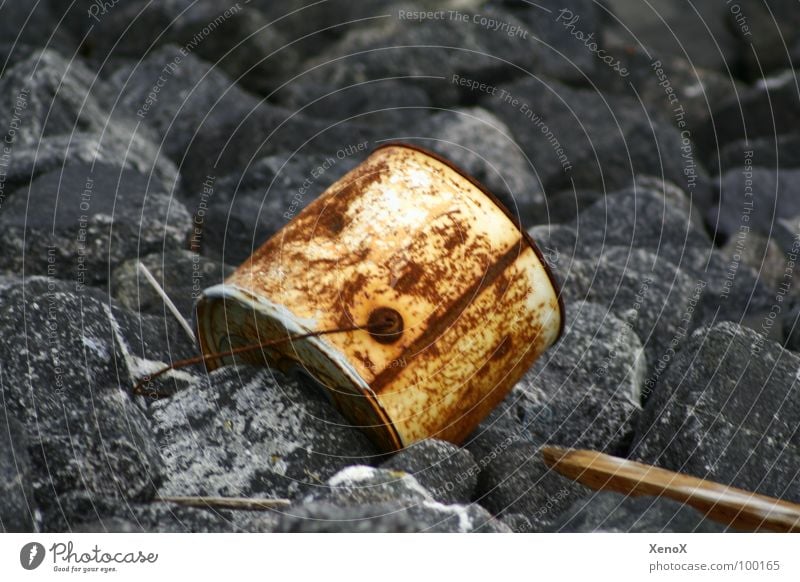 Anti-Rostschutz Müll Eimer Holz Umwelt Rostschutzfarbe Vergänglichkeit Nordsee Stein