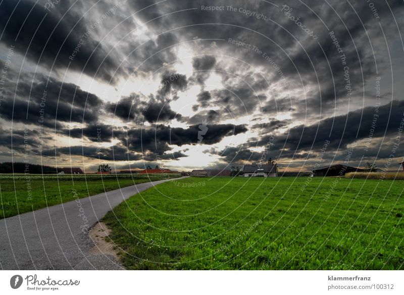 Riecht ihr es auch? Kühlung Feld Wolken Regenwolken Physik Hoffnung Gras Horizont Himmel schlechtes Wetter dunkel Angst ungewiss Gewitterwolken ruhig Einsamkeit