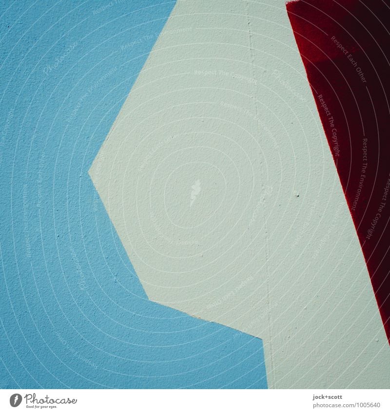 Kurzfassung Straßenkunst Beton Geometrie eckig einfach blau rot Kreativität Oberfläche gestalten beige 3 Farbenspiel minimalistisch Hintergrundbild