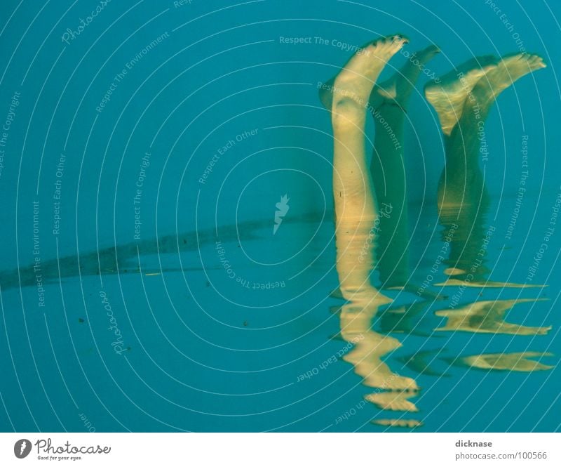 upsidedown Schwimmbad seltsam Schwimmen & Baden Badesaison lustig Beine Mensch Fuß Wasser Synchronschwimmen Fußbad