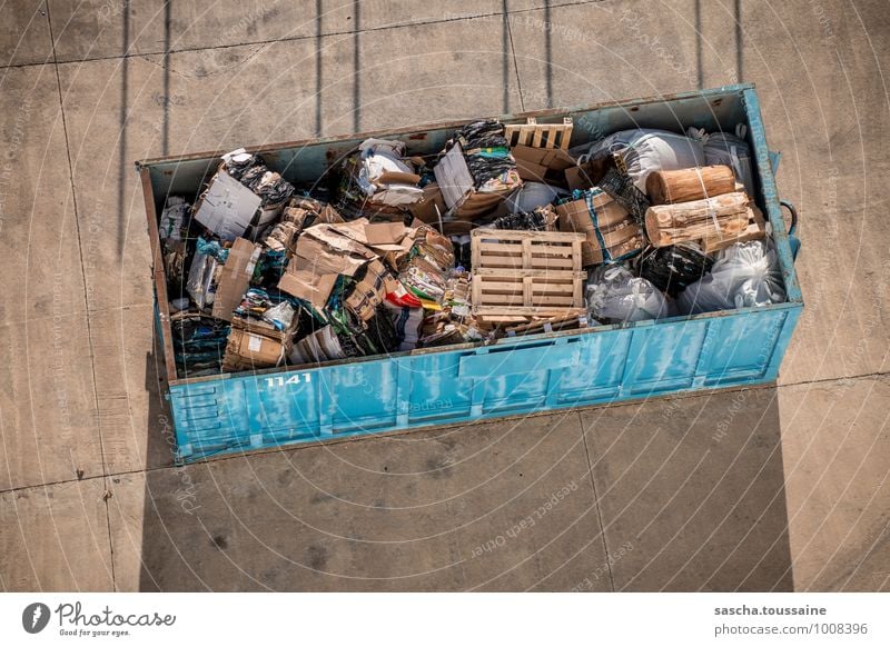 Container 1141 Kreuzfahrt Hafen Verpackung Sack Beton Holz Stahl Rost Ziffern & Zahlen eckig nachhaltig Sauberkeit trashig blau braun grau Reinlichkeit Ordnung