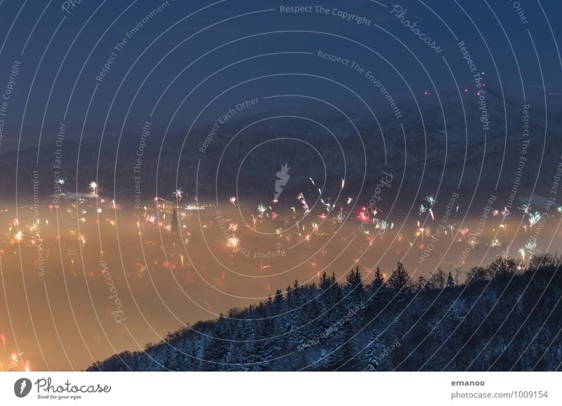 Freiburg Null Uhr Ausflug Winter Berge u. Gebirge Feste & Feiern Silvester u. Neujahr Jahrmarkt Natur Landschaft Luft Himmel Wolken Nachthimmel Nebel Eis Frost