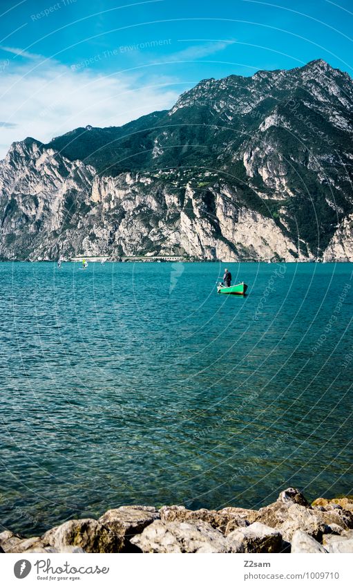 Fischer Freizeit & Hobby Angeln Ferien & Urlaub & Reisen Abenteuer Sommer Sommerurlaub maskulin Mann Erwachsene Natur Landschaft Himmel Schönes Wetter Alpen