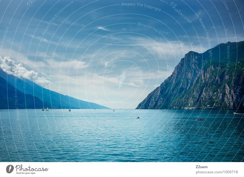 Lago di Garda Umwelt Natur Landschaft Wasser Erde Wolken Sommer Schönes Wetter Alpen Berge u. Gebirge See ästhetisch Ferne kalt natürlich blau ruhig Fernweh