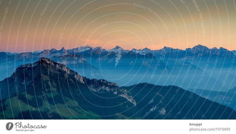 Schweizer Alpen Umwelt Natur Landschaft Luft Himmel Wolkenloser Himmel Horizont Sonne Sonnenaufgang Sonnenuntergang Sonnenlicht Sommer Herbst Klima Klimawandel