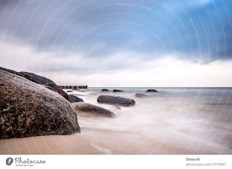 Formation Umwelt Natur Landschaft Himmel Wolken Horizont Küste Ostsee Meer blau braun schwarz weiß weich Kühlungsborn Strand Farbfoto Außenaufnahme Menschenleer