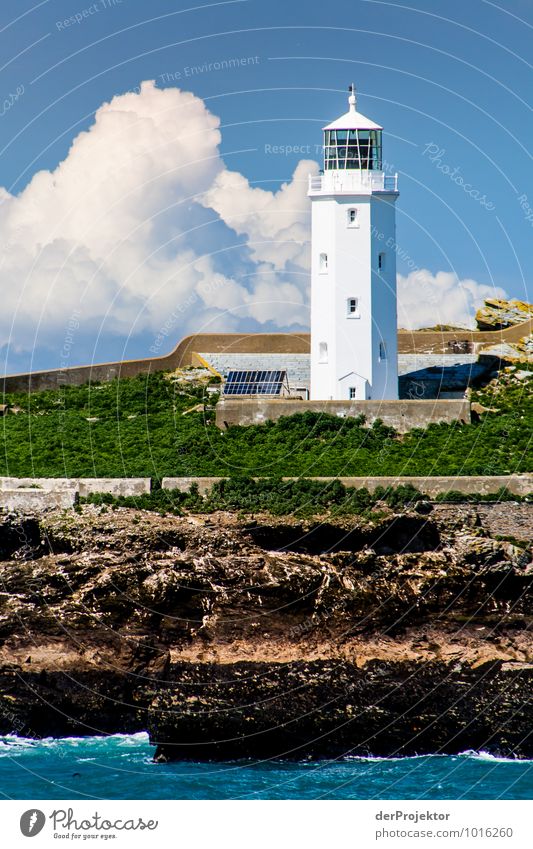 Leuchtturm in Cornwall mit Wolken im Hochformat Ferien & Urlaub & Reisen Tourismus Ausflug Abenteuer Ferne Freiheit Umwelt Natur Landschaft Urelemente Frühling