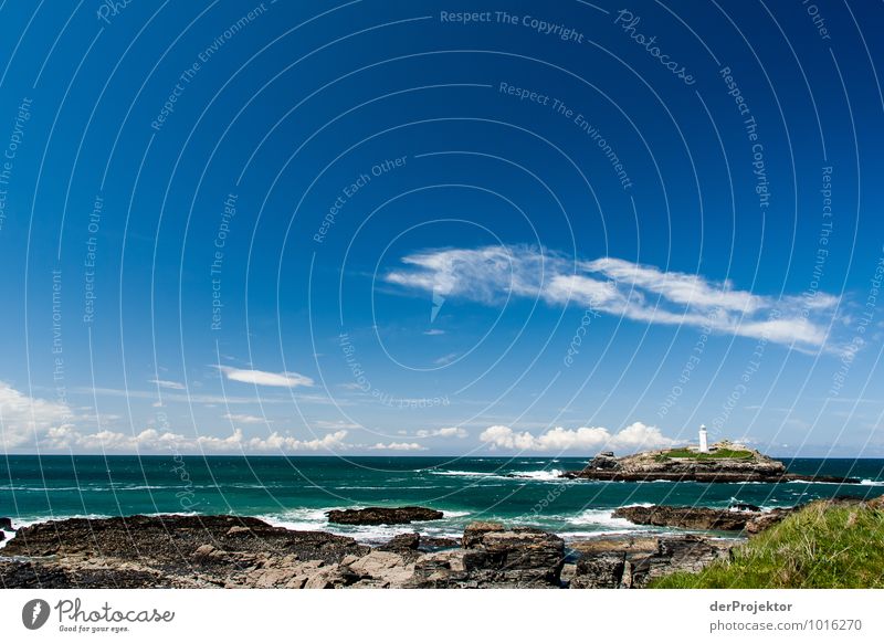 Leuchtturm in Cornwall ganz weit weg Ferien & Urlaub & Reisen Tourismus Ausflug Abenteuer Ferne Freiheit Umwelt Natur Landschaft Pflanze Schönes Wetter Hügel