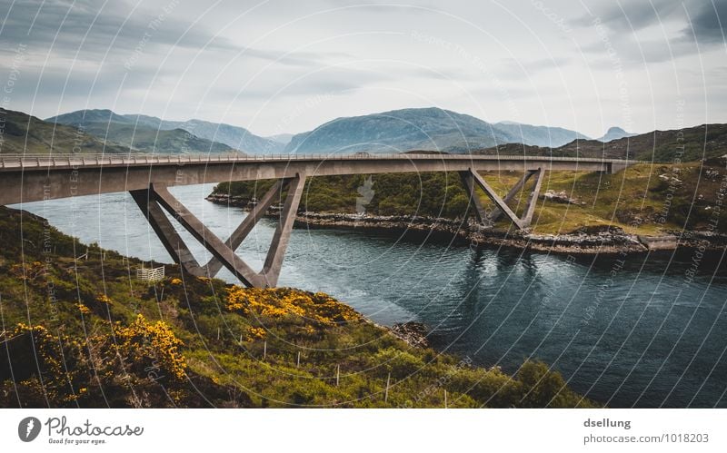 Kylesku Landschaft Himmel Wolken Frühling Sommer Klima Wetter Hügel Felsen Bucht Fjord See Fluss Brücke Bauwerk kylesku Beginn anstrengen Design Zufriedenheit