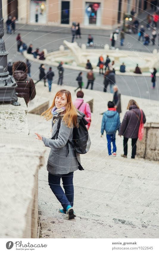 Spanische Treppe Lifestyle Freizeit & Hobby Spielen Ferien & Urlaub & Reisen Tourismus Ausflug Abenteuer Ferne Freiheit Städtereise feminin Junge Frau