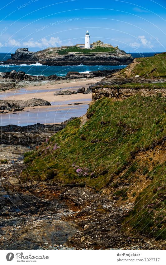 Leuchtturm bei Ebbe in Cornwall 2 Ferien & Urlaub & Reisen Tourismus Ferne Freiheit Umwelt Natur Landschaft Pflanze Tier Urelemente Frühling Schönes Wetter