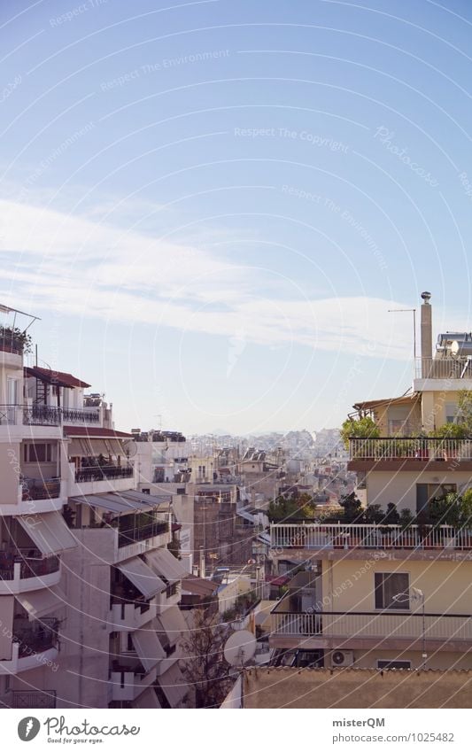 Über den Dächern von Athen I Stadt Hauptstadt Stadtzentrum Skyline Haus ästhetisch Wohnsiedlung Griechenland Dach Grossstadtromantik Urwald Balkon Mensch