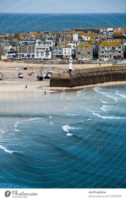 St Ives bei Ebbe Ferien & Urlaub & Reisen Tourismus Ausflug Ferne Freiheit Sightseeing Städtereise Umwelt Natur Landschaft Wellen Küste Fischerdorf Leuchtturm