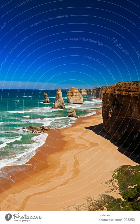 Apostelporträt schön Tourismus Sightseeing Meer Wellen Landschaft Sand Himmel Horizont Küste Skyline Verkehr natürlich Great Ocean Road Tourist Küstenstreifen