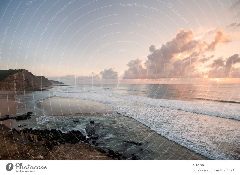 meerweh Umwelt Natur Landschaft Urelemente Sand Wasser Himmel Wolken Horizont Sonnenaufgang Sonnenuntergang Sonnenlicht Sommer Schönes Wetter Wellen Küste