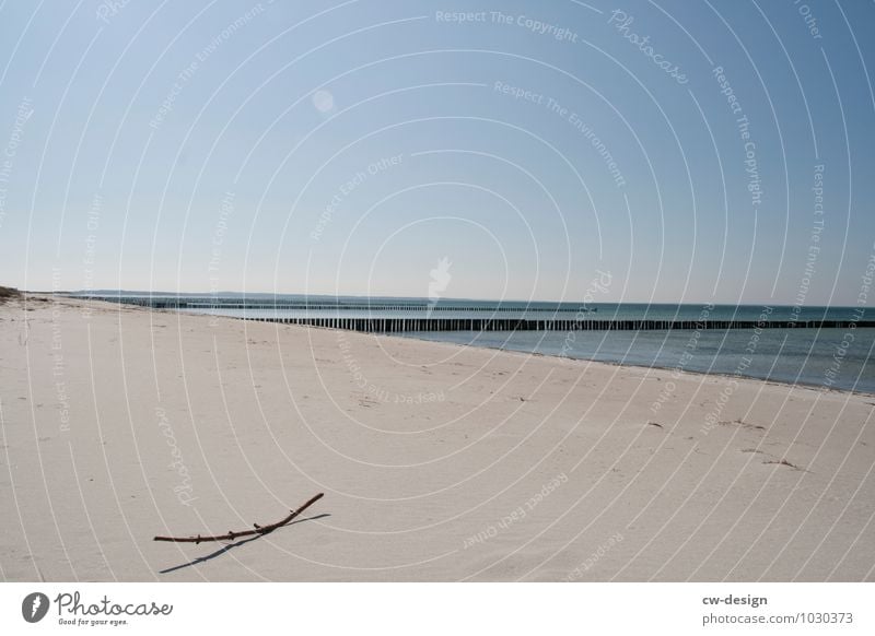 Urlaubsreif Landschaft Wolkenloser Himmel Sonnenlicht Schönes Wetter Wärme Dürre Wellen Küste Seeufer Strand Ostsee Insel liegen frei Unendlichkeit heiß Kitsch