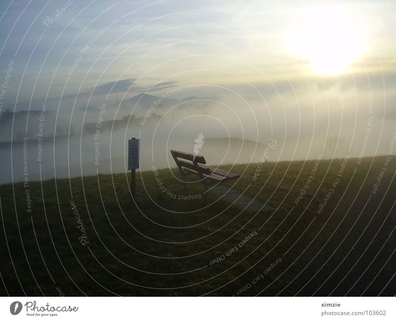 nebelbank Nebel ruhig Aussicht Durchbruch Sonnenuntergang Herbst Hügel Panorama (Aussicht) Bank unklar Perspektive Berge u. Gebirge Ferne