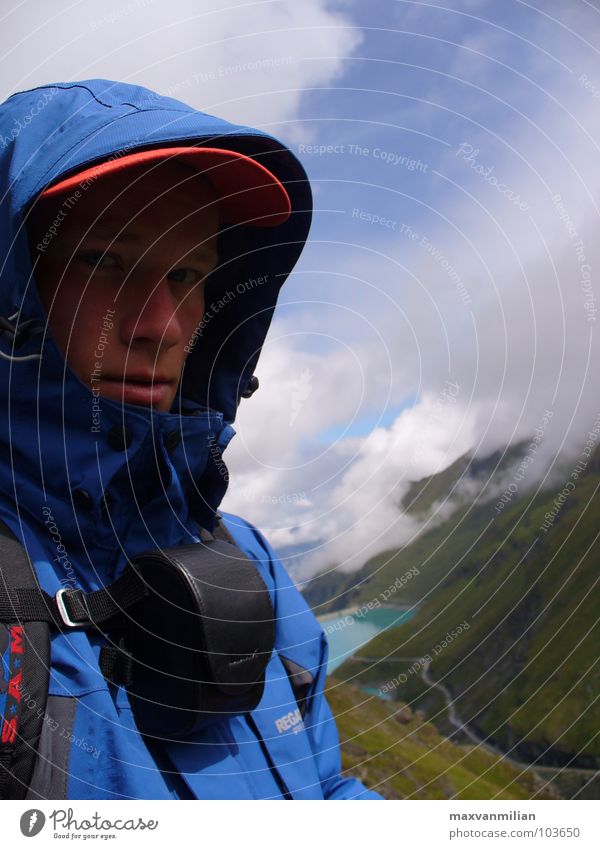 Gedanken : halbtransparent See Porträt Wolken träumen blau Berge u. Gebirge Gesicht Skeptik