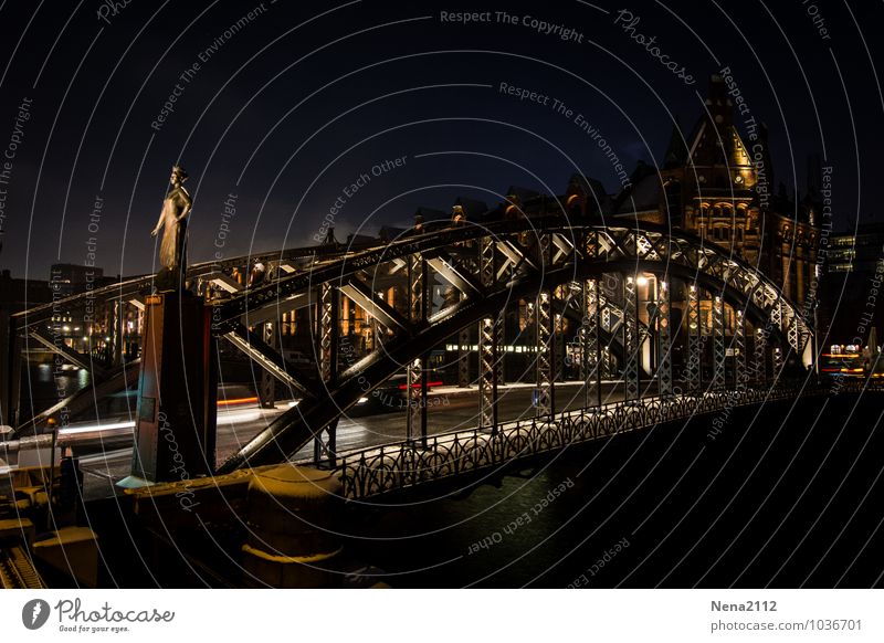 Brooksbrücke II Stadt Hafenstadt Stadtzentrum Brücke Bauwerk Gebäude Architektur Sehenswürdigkeit dunkel kalt Hamburg Elbe Stahlbrücke Schneefall Winter