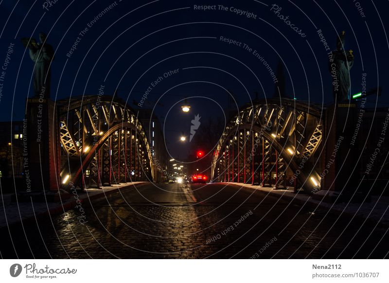 Brooksbrücke III Hamburg Hamburger Hafen Alte Speicherstadt Stadt Hafenstadt Menschenleer Brücke Bauwerk Architektur Sehenswürdigkeit Verkehr Straße PKW dunkel