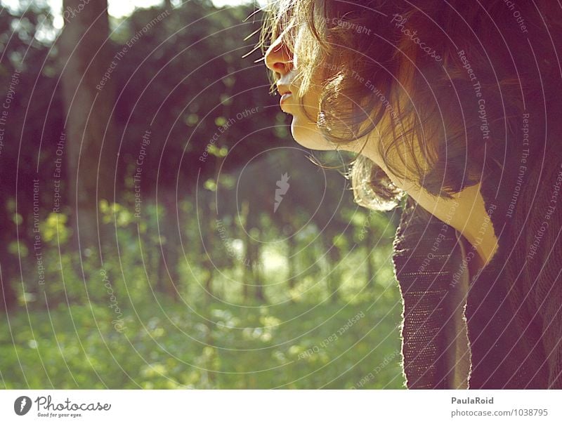 Life's circus. feminin Junge Frau Jugendliche Kopf Haare & Frisuren Nase Mund Hals 1 Mensch Sonnenlicht Sommer Schönes Wetter Gras Wald träumen frei Glück