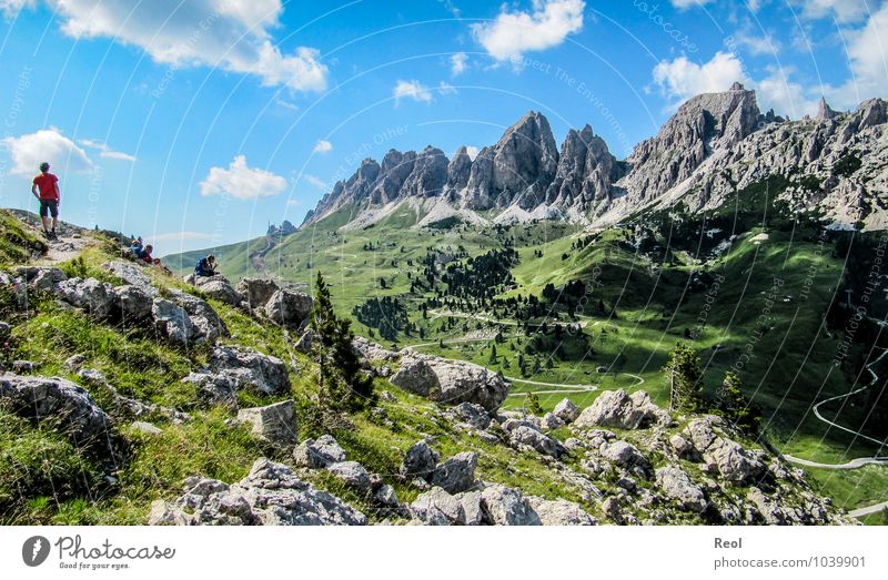 Dolomitien Ferien & Urlaub & Reisen Tourismus Ausflug Abenteuer Sommerurlaub Berge u. Gebirge wandern Mensch 3 Menschengruppe Natur Landschaft Urelemente Erde