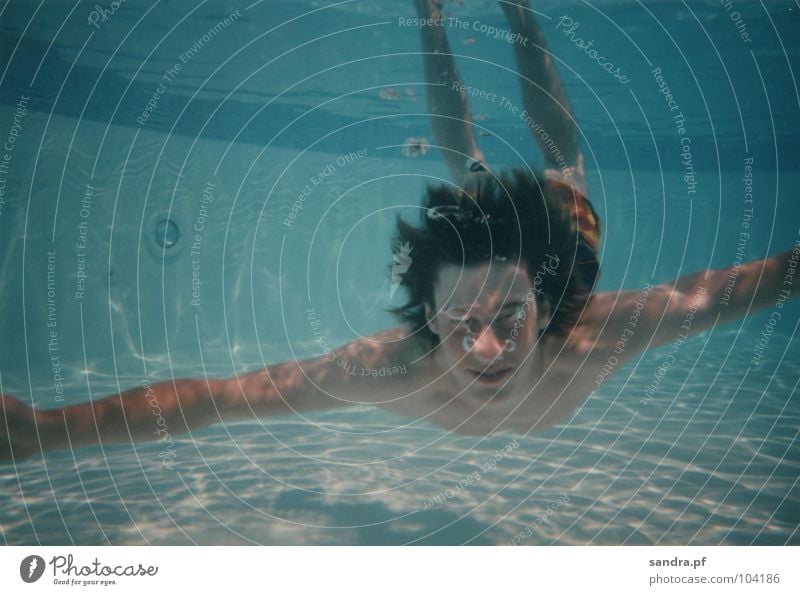 Wassermann III Luftblase Schwimmbad hell-blau tauchen atmen Sport Spielen Unterwasseraufnahme blasen Leiter Schwimmen & Baden