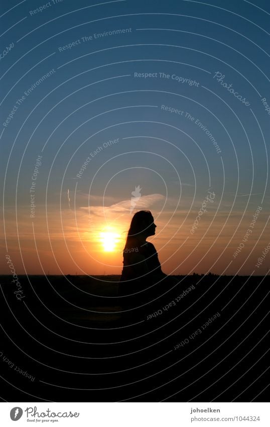 Kitsch² Mensch feminin Junge Frau Jugendliche Profil 1 18-30 Jahre Erwachsene Landschaft Himmel Sonne Sonnenaufgang Sonnenuntergang Sonnenlicht Schönes Wetter