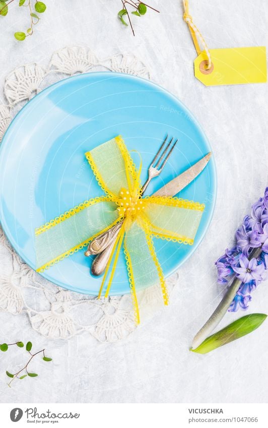 Blaue Teller mit Frühling Dekoration Festessen Stil Design Dekoration & Verzierung Küche Restaurant Feste & Feiern Valentinstag Muttertag Ostern Blume