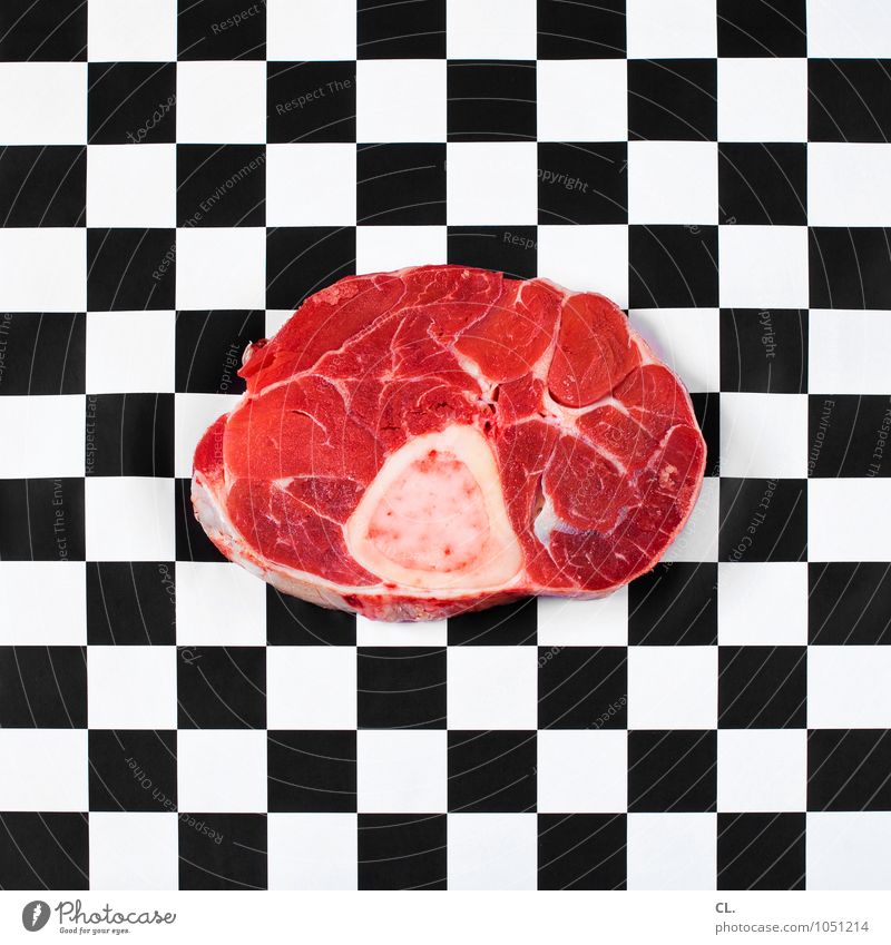 0,452 kg Lebensmittel Fleisch Ernährung Essen Küche Koch rot schwarz weiß gefräßig verschwenden roh Fleischfresser Fleischesser Skelett Farbfoto Innenaufnahme