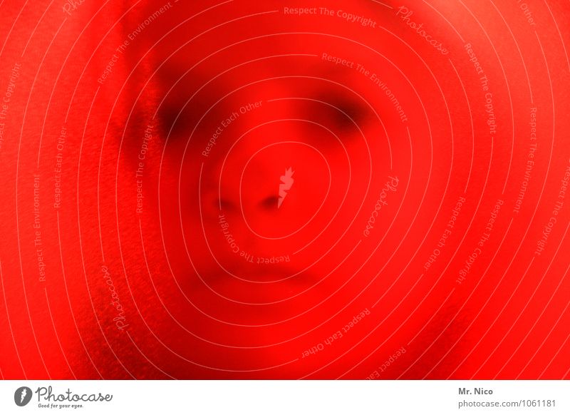 mitten ins herz feminin Kind Kopf Gesicht Auge Nase Mund beobachten berühren rot ruhig Blut Vertrauen Schutz Angst verwundbar Rotlicht Surrealismus erschrecken