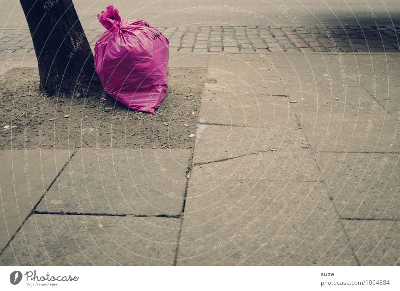 Frau Schmidt, geborene Meier Dekoration & Verzierung feminin Umwelt Baum Straße Kunststoffverpackung Sack Beton grau rosa Idee Kreativität skurril Trennung