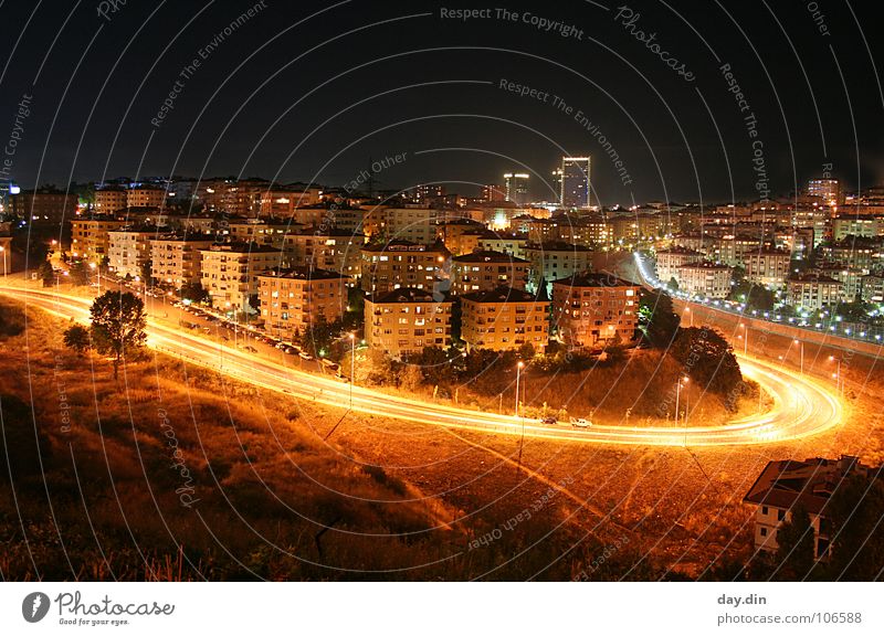 Levent / Istanbul @ Night Haus Licht Nacht Türkei Wohnung Wohngebiet Platz Verkehrswege Straße Kurve Skyline Turkey