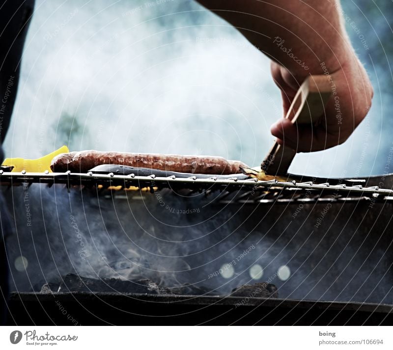 grillen Grill Grillen Bratwurst Würstchen Steak Picknick Sommer Ferien & Urlaub & Reisen Freizeit & Hobby Sonntag Feiertag Vatertag Mann Nachmittag Mittag