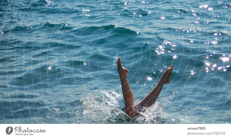 mehr Prima Ballarina Meer See nass blau Ferien & Urlaub & Reisen Sommer Physik schön Strand tauchen springen Kopfsprung Frau Wasser Wärme hell Wetter