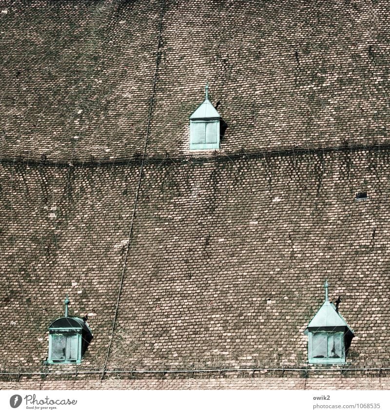 Hanglage mit Aussicht Kirche Dom Bauwerk Gebäude Dach Dachziegel Dachfenster Blitzableiter Grünspan alt groß historisch hoch oben schwarz türkis Wachsamkeit