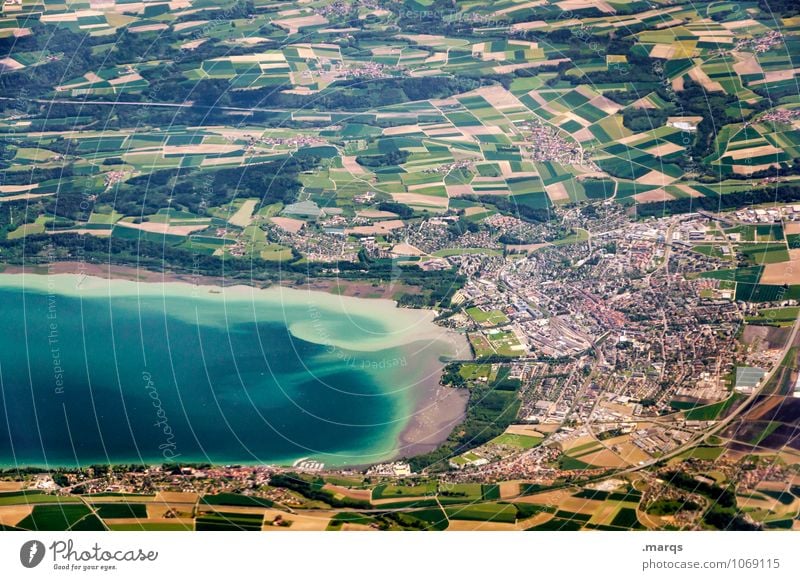 Landwirtschaft Forstwirtschaft Umwelt Landschaft Wasser Sommer Schönes Wetter Feld Küste Strand Stadt hoch Leben Natur Perspektive Farbfoto Luftaufnahme Muster