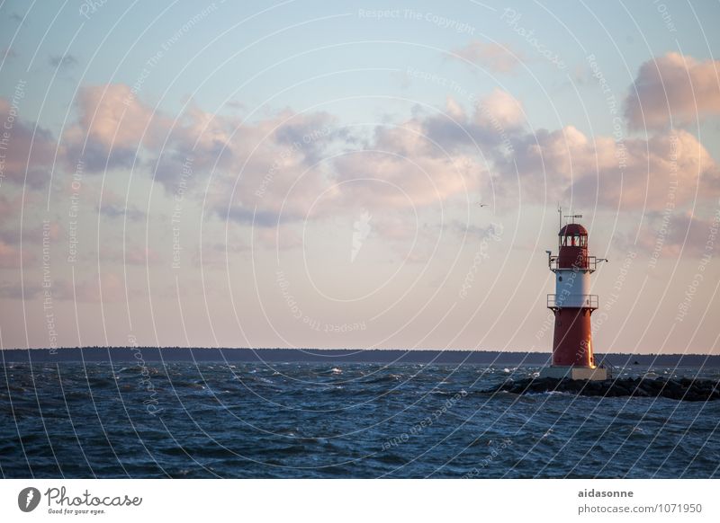 Leuchtturm Wasser Horizont Sonnenaufgang Sonnenuntergang Wind Ostsee Stimmung Zufriedenheit Warnemünde Rostock Mecklenburg-Vorpommern Europa Farbfoto