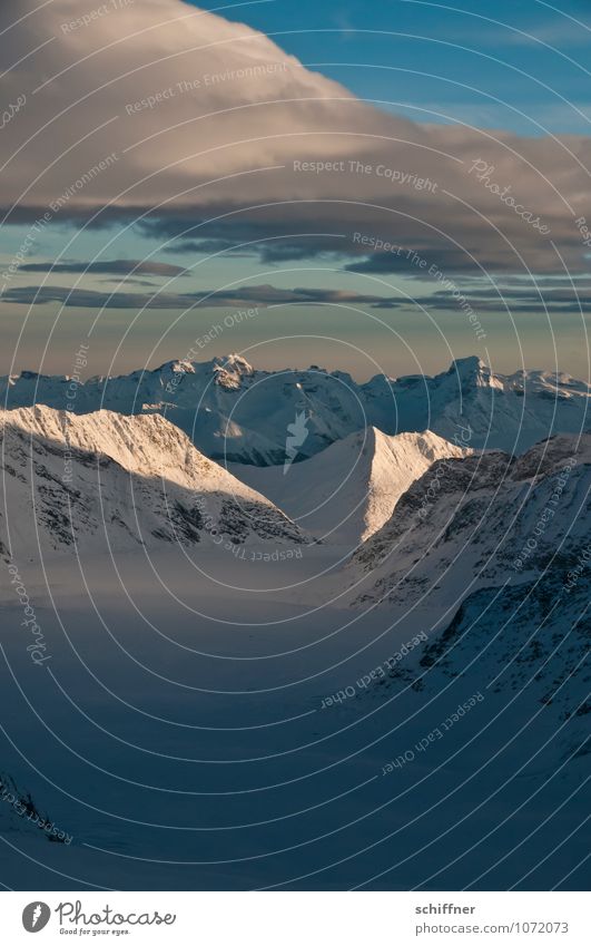 Am Ende des Tages Umwelt Natur Landschaft Wolken Sonnenaufgang Sonnenuntergang Sonnenlicht Klima Klimawandel Wetter Schönes Wetter Eis Frost Schnee Felsen Alpen