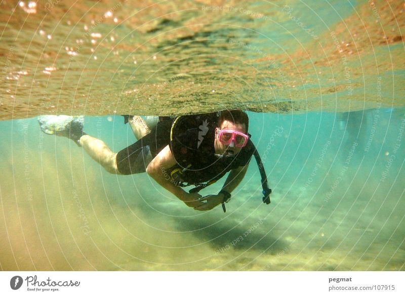 abtauchen Meer Schnorcheln Sommer Wellen Brille Oberfläche Extremsport Schifffahrt Rotes Meer tiefenrausch Sonne Sand meerespiegel open water diver Schwimmhilfe