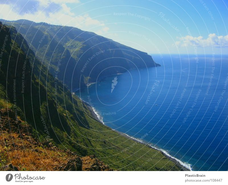 long island Klippe Küste Meer Horizont Madeira Strand Himmel blaues Wasser Ferne