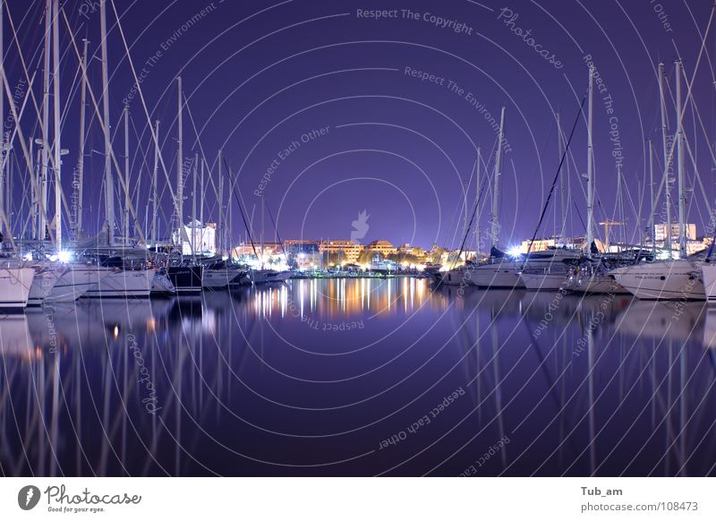 Harbour Sportboot Jetset Erholung Portwein Hafen harbour denia spain calm silent quiet harbor haven water purple mirror night blue reflection blurry blurred