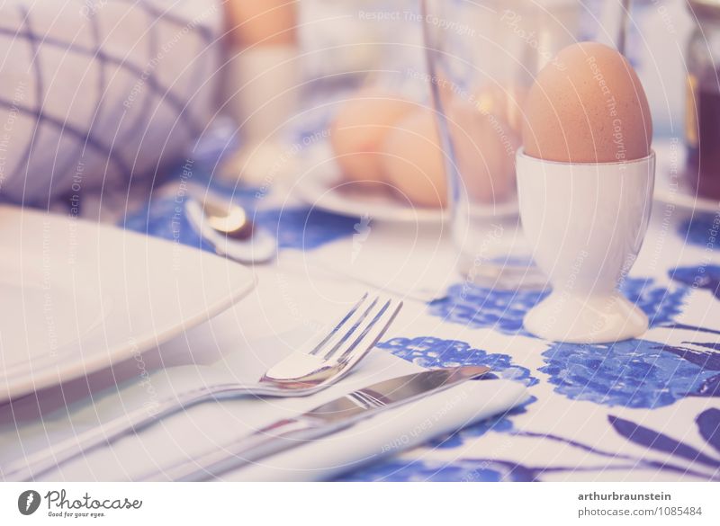 Frühstück im Freien Lebensmittel Ernährung Geschirr Teller Glas Besteck Messer Gabel Lifestyle Garten Schönes Wetter Terrasse Essen genießen Gesundheit lecker