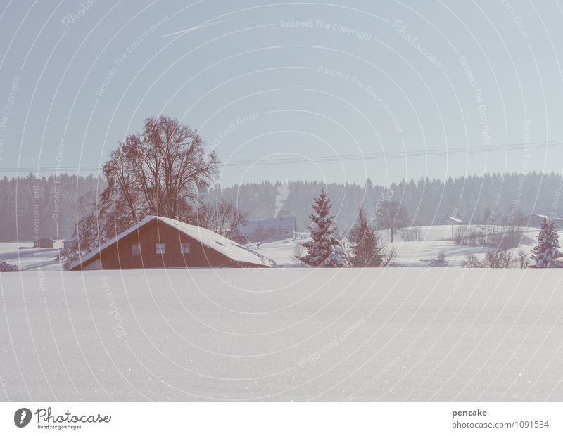 in aller stille Natur Landschaft Urelemente Himmel Winter Schnee Hügel Dorf Haus Glück Geborgenheit Romantik ästhetisch Zufriedenheit Freizeit & Hobby Tourismus