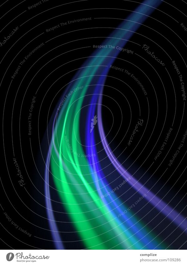 lightwaves 09 Streifen Licht zart parallel elektronisch Lichtschlauch Schlauch schwarz virtuell online violett grün Unschärfe Langzeitbelichtung Belichtung