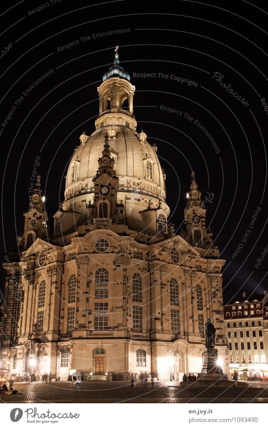 Veränderungen Ferien & Urlaub & Reisen Tourismus Ausflug Sightseeing Städtereise Nachthimmel Dresden Sachsen Deutschland Europa Stadt Hauptstadt Kirche Bauwerk