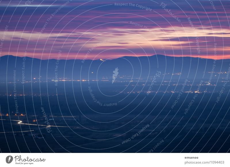 Landschaftslichter Ferien & Urlaub & Reisen Tourismus Ferne Berge u. Gebirge Umwelt Natur Himmel Wolken Horizont Herbst Klima Wetter Schönes Wetter Nebel Feld