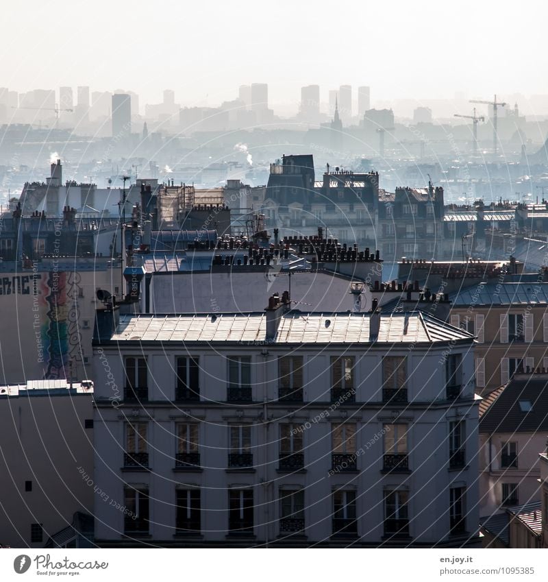 Weltstadt Ferien & Urlaub & Reisen Ausflug Sightseeing Städtereise Klima Klimawandel Schönes Wetter Paris Stadt Hauptstadt Stadtzentrum Skyline Haus Hochhaus