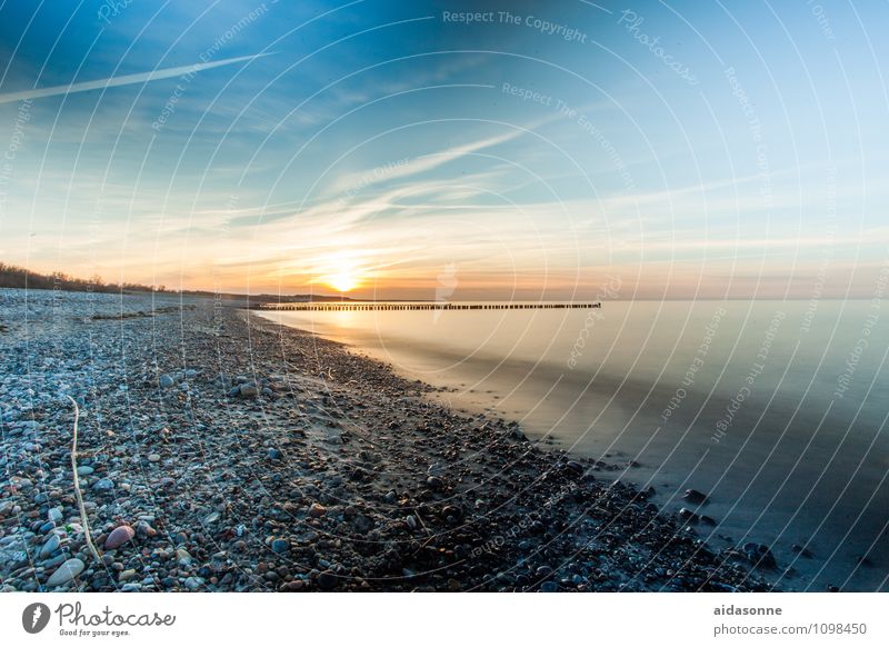 Ostseestrand Natur Landschaft Wasser Sonnenaufgang Sonnenuntergang Winter Schönes Wetter Stimmung Zufriedenheit Lebensfreude schön friedlich achtsam ruhig