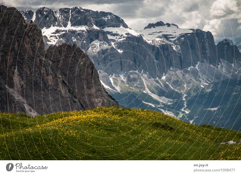 Hügel Berg Gebirge Ferien & Urlaub & Reisen Abenteuer Freiheit Sommer Sommerurlaub Berge u. Gebirge Natur Landschaft Pflanze Wolken Frühling Gras Blumenwiese